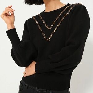 Tuckernuck Hyacinth House Black Embellished Everly Sweater XS